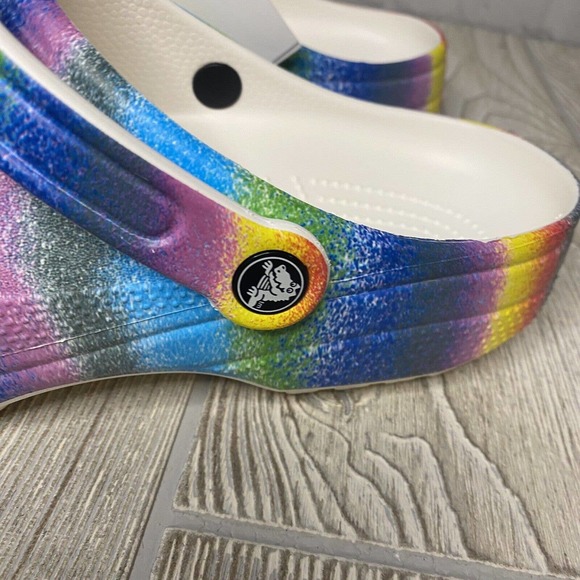 Crocs Classic Clogs Spray Dye Neon Rainbow Men’s 10 Women’s 12 NWT - Picture 5 of 10